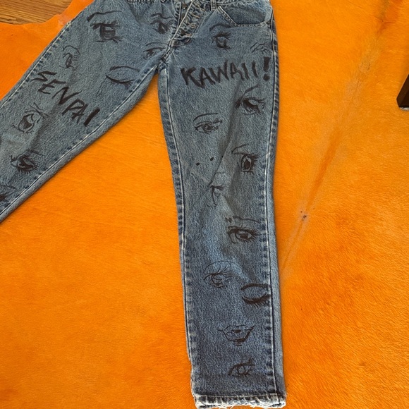 Blue Graphic Anime Style Women Jeans - Picture 7 of 7